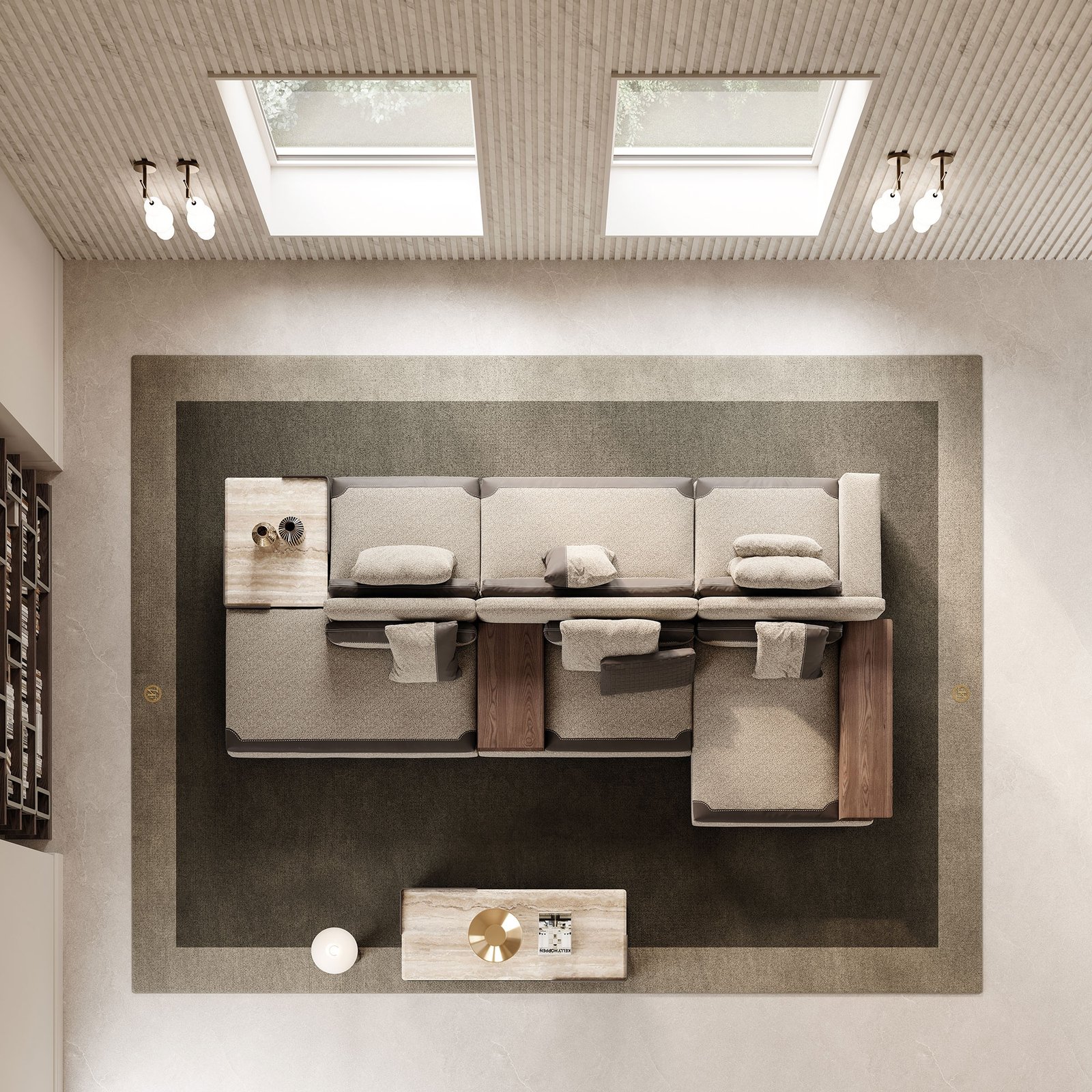 Spinola canapé design haut de gamme par Vittoria Frigerio, lignes géométriques élégantes et finitions cuir raffinées. Disponible chez D-Style Interior.