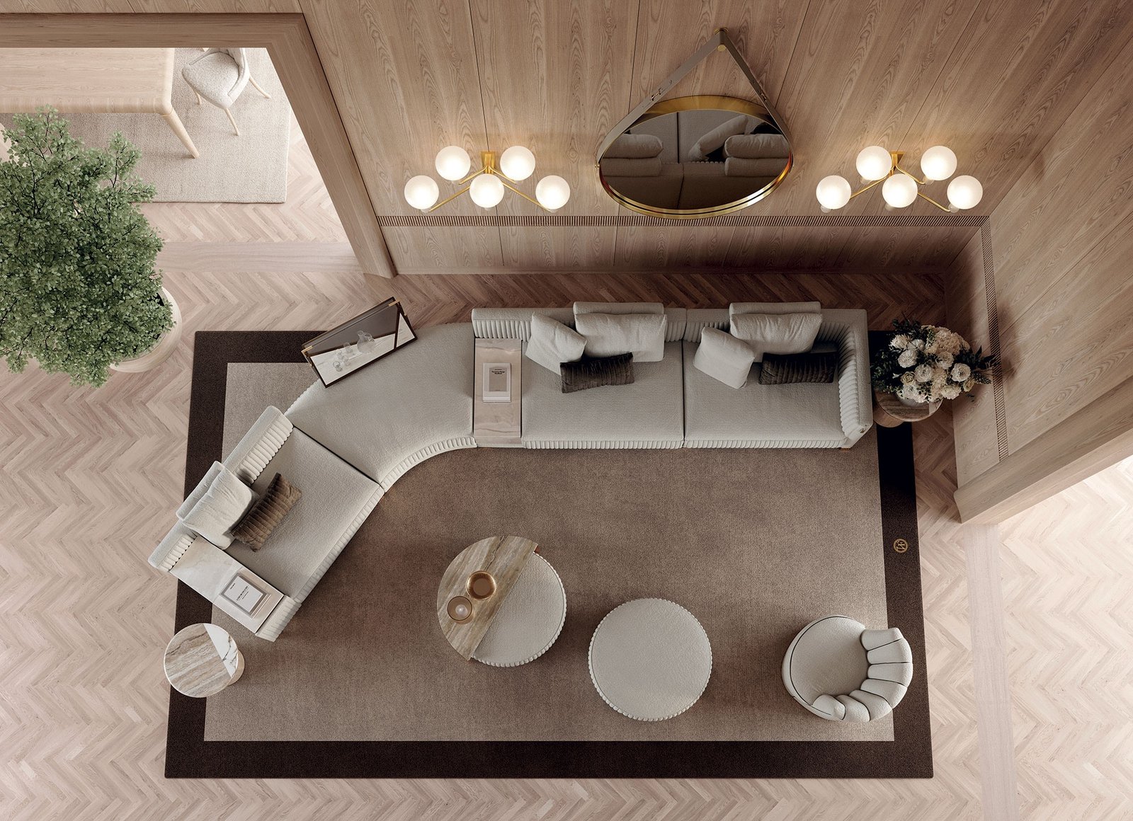 Brandolini canapé design haut de gamme par Vittoria Frigerio, avec surpiqûres verticales raffinées et finitions luxueuses. Disponible chez D-Style Interior.