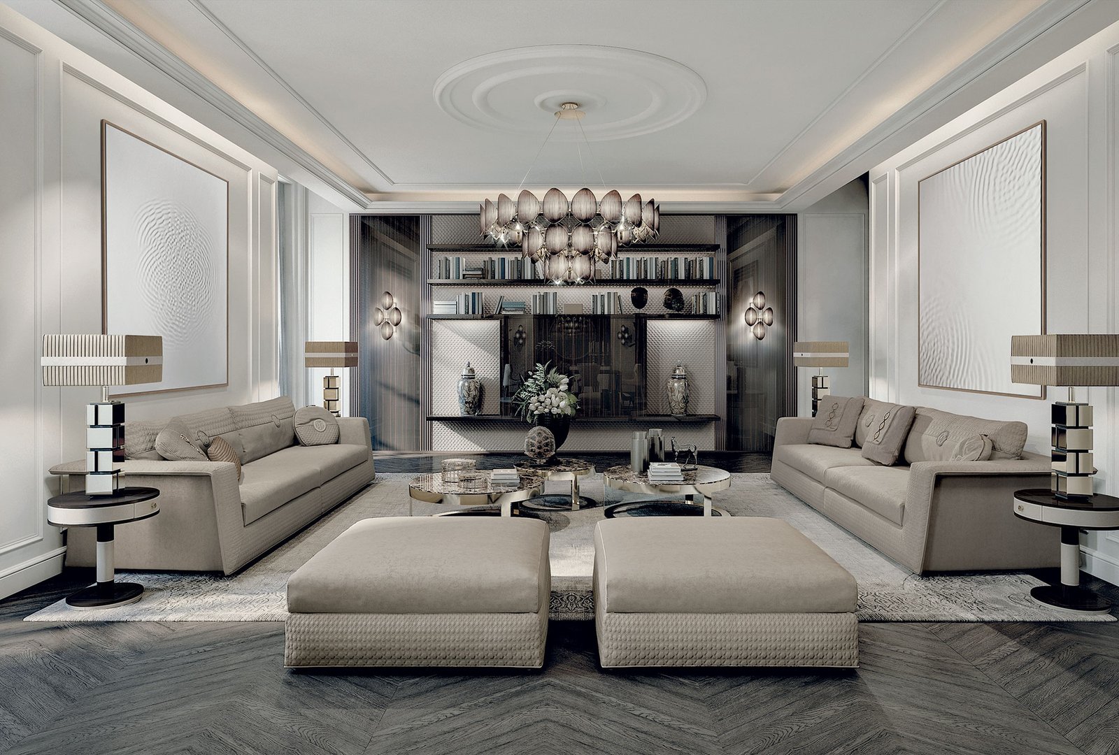 Appiani canapé design haut de gamme par Vittoria Frigerio au style contemporain et raffiné, avec matelassage dégradé et structure modulaire. Disponible chez D-Style Interior.