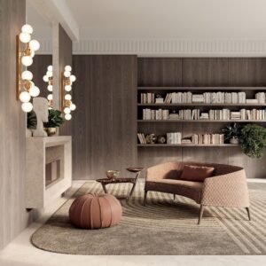 Poggi canapé de Vittoria Frigerio, un modèle compact au style raffiné, avec dossier matelassé et pieds en bois massif. Disponible chez D-Style Interior.