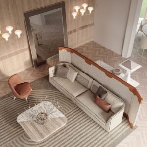 Recalcati paravent design haut de gamme en cuir, tissu, bois ou miroir, avec détails artisanaux Vittoria Frigerio. Disponible chez D-Style Interior.