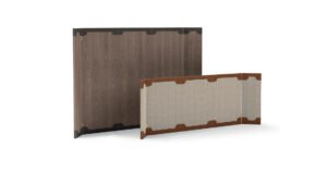 Recalcati paravent design haut de gamme en cuir, tissu, bois ou miroir, avec détails artisanaux Vittoria Frigerio. Disponible chez D-Style Interior.