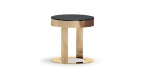 Biffi table basse de Vittoria Frigerio avec plateau en marbre ou grès et base métallique minimaliste. Disponible chez D-Style Interior.