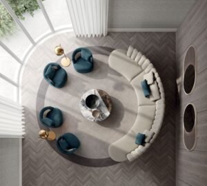 Litta fauteuil design haut de gamme par Vittoria Frigerio, compact, raffiné et orné d’un matelassage artisanal. Disponible chez D-Style Interior.