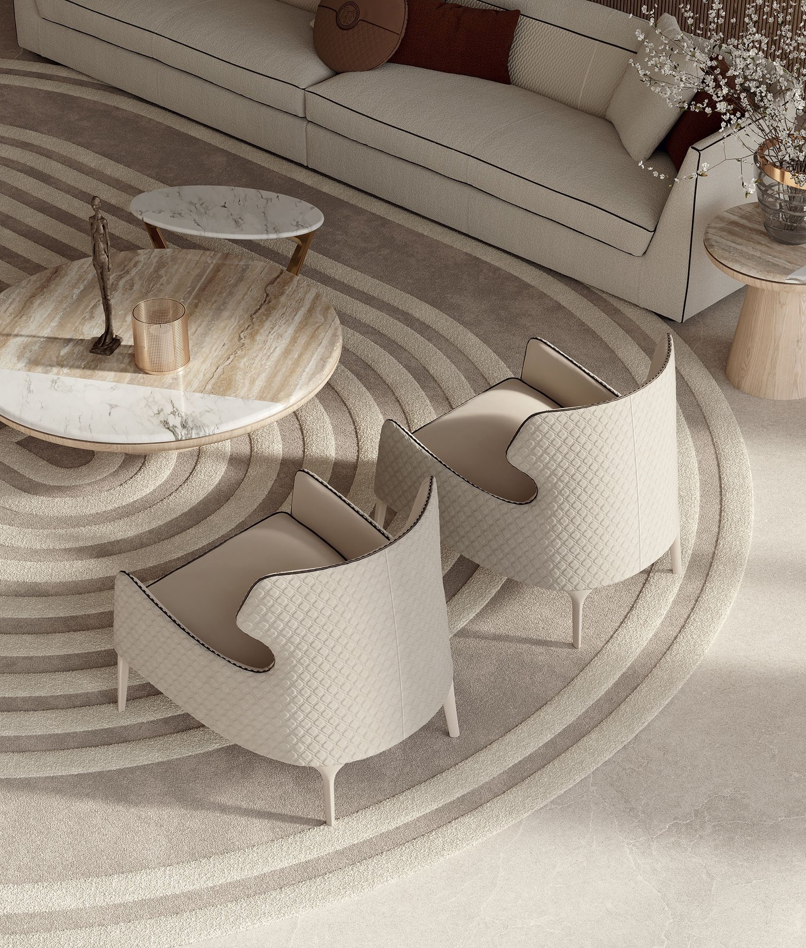 Piola Bergère fauteuil design haut de gamme par Vittoria Frigerio avec dossier aux ailes enveloppantes et capitonnage raffiné. Disponible chez D-Style Interior.
