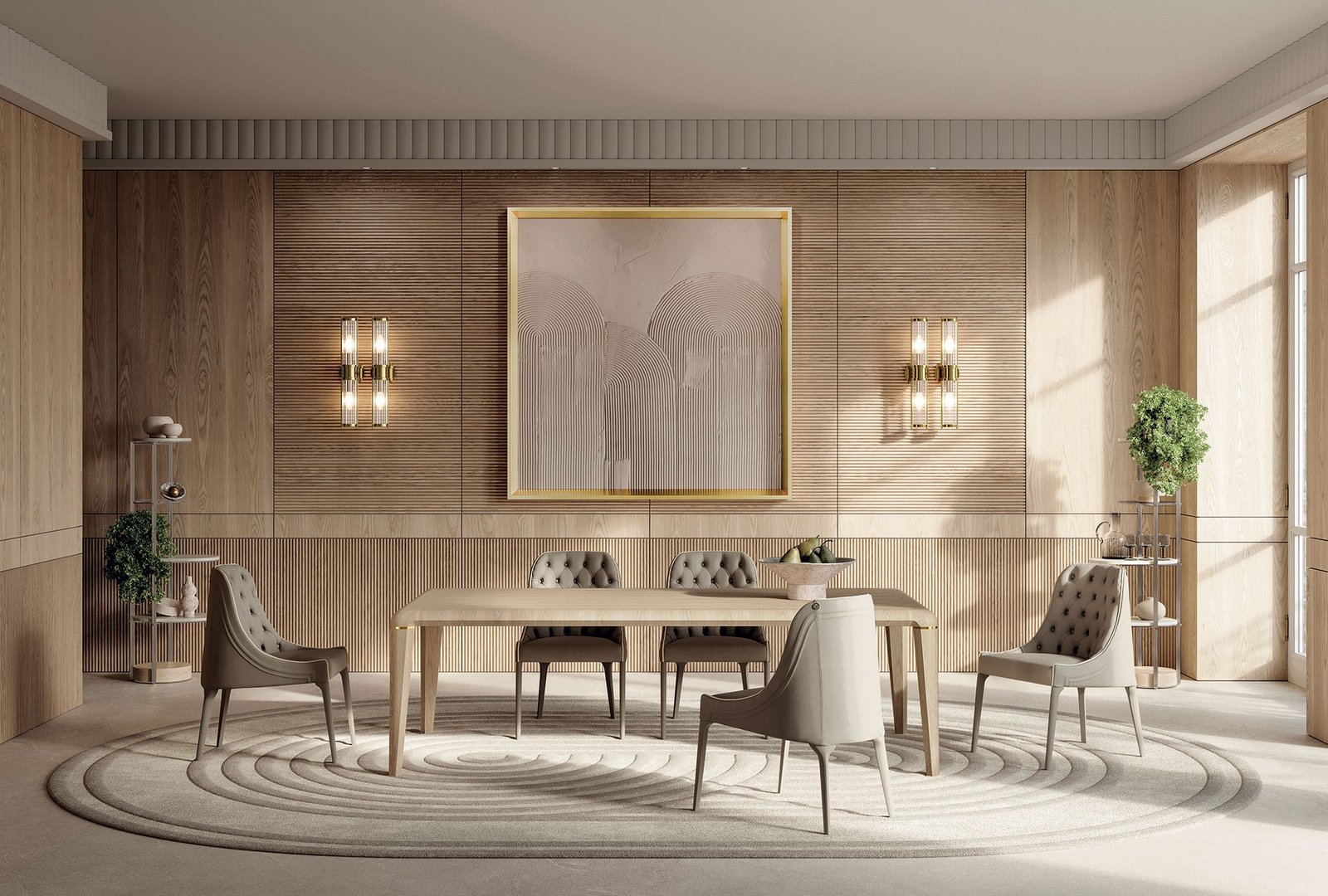 Poggi Capitonné chaise design haut de gamme par Vittoria Frigerio avec dossier capitonné et pieds en bois massif. Disponible chez D-Style Interior.
