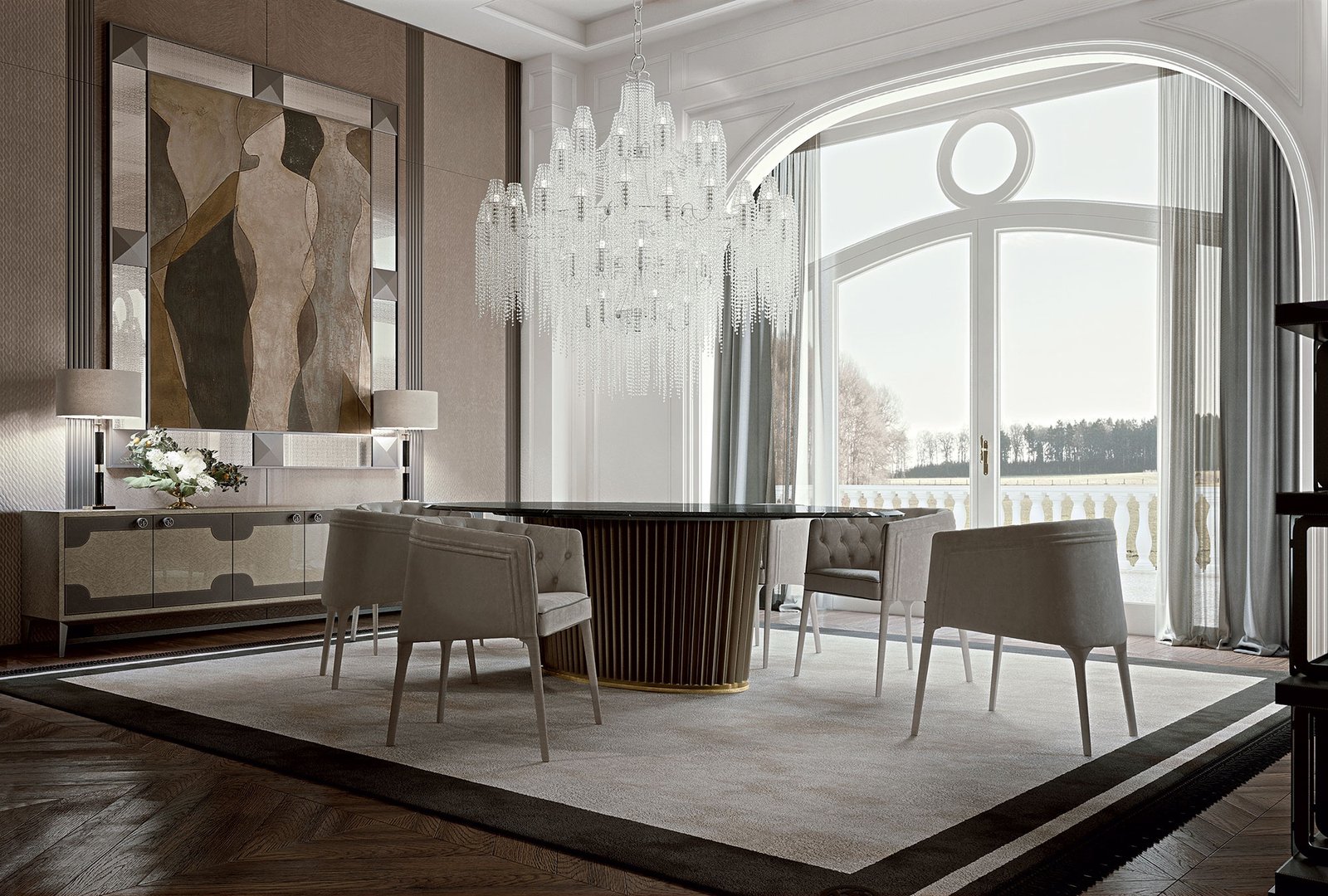 Poggi Capitonné chaise design haut de gamme par Vittoria Frigerio avec dossier capitonné et pieds en bois massif. Disponible chez D-Style Interior.
