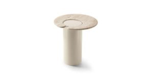 Leni table basse design en bois laqué brillant et marbre par Vittoria Frigerio. Élégante, contemporaine et personnalisable. Disponible chez D-Style Interior.