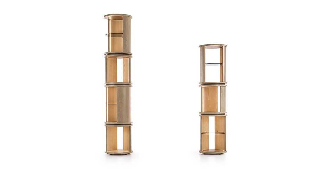 Roma Bibliothèque design haut de gamme par Vittoria Frigerio, structure en bois, intérieur en cuir et étagères en verre bronze. Disponible chez D-Style Interior.