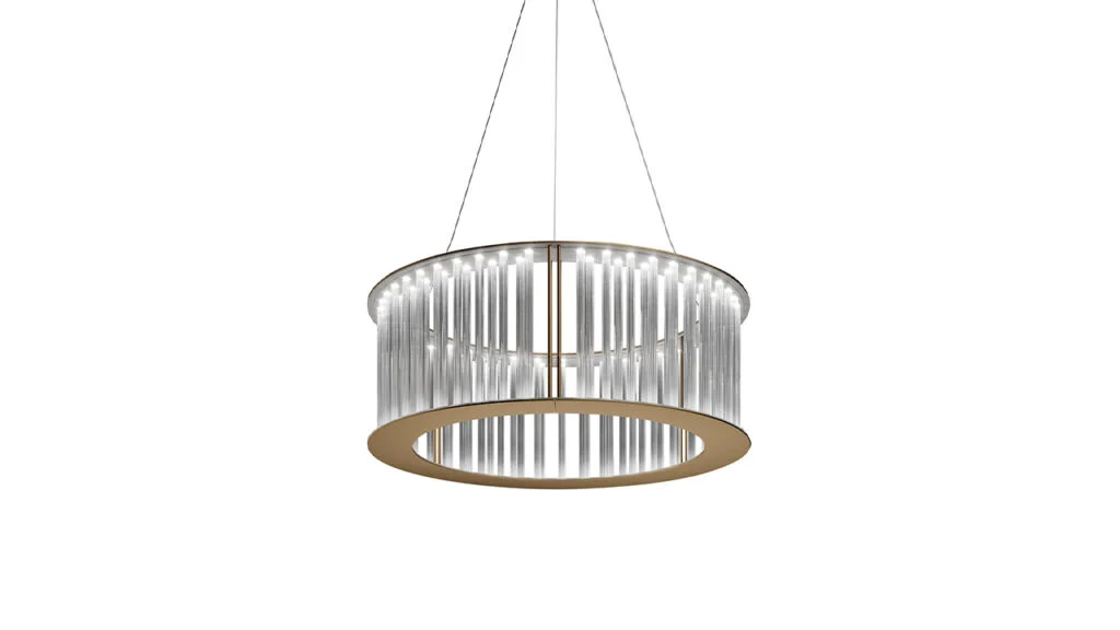 Comete Suspension design haut de gamme par Reflex Angelo avec structure en métal et verre transparent. Disponible chez D-Style Interior.