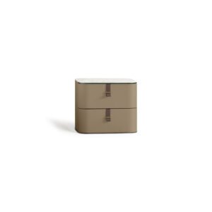 Gregory table de chevet de Gamma Arredamenti, un meuble en cuir avec détails en sangle, disponible en plusieurs finitions. Élégance italienne chez D-Style Interior.