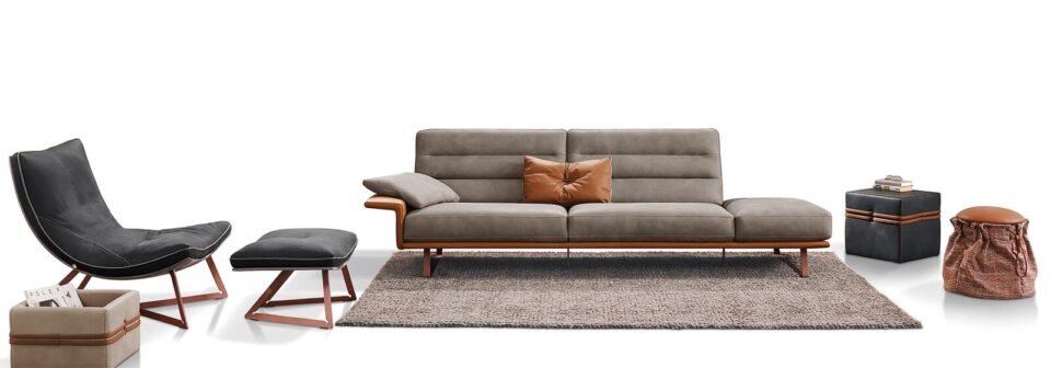 Renegade canapé en cuir design haut de gamme par Gamma Arredamenti, au style architectural et modulable. Disponible chez D-Style Interior.