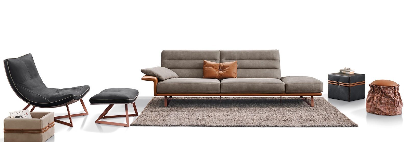 Renegade canapé en cuir design haut de gamme par Gamma Arredamenti, au style architectural et modulable. Disponible chez D-Style Interior.