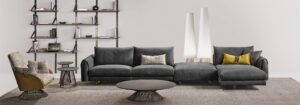 Karl canapé design haut de gamme par Gamma Arredamenti, inspiré du monde de la mode avec accoudoir fonctionnel et design élégant. Disponible chez D-Style Interior.