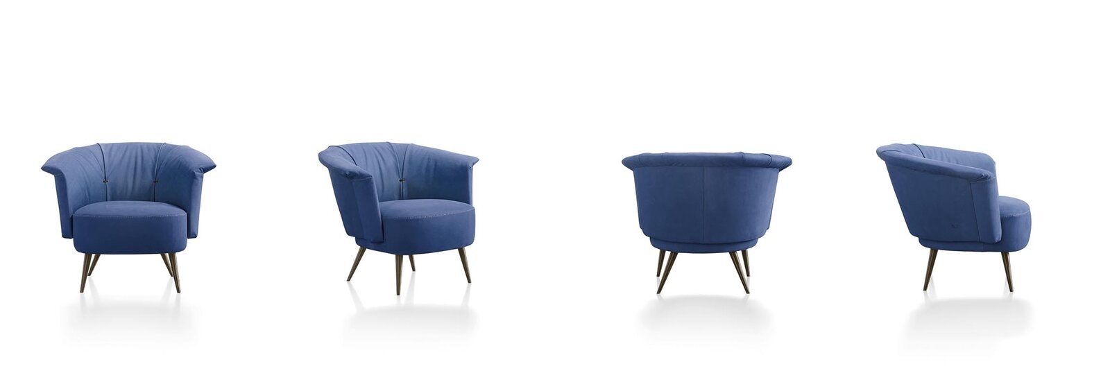 Luna fauteuil en cuir au design contemporain, inspiré des courbes lunaires, avec dossier ergonomique et détail métallique raffiné. Disponible chez D-Style Interior.