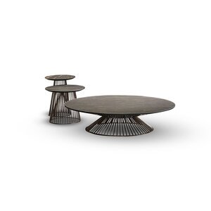 Basket table basse de Gamma Arredamenti, minimaliste et sophistiquée avec base iconique et plateau en verre, céramique ou marbre. Disponible chez D-Style Interior.