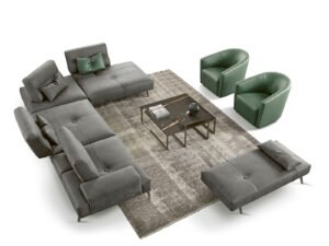 Sharon fauteuil design haut de gamme, élégant et ergonomique, personnalisable avec différentes options de cuir et pivotant. Disponible chez D-Style Interior.