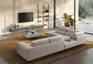 Newport canapé design haut de gamme par Gamma Arredamenti, au confort réglable avec dossier à double piston hydraulique et finitions raffinées. Disponible chez D-Style Interior.
