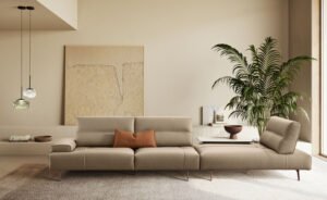 Smart canapé design haut de gamme par Gamma Arredamenti, avec mécanisme réglable et piètement croisé. Disponible chez D-Style Interior.