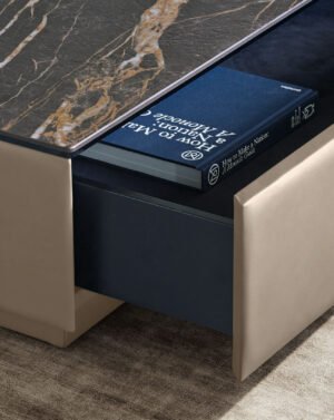 Shanghai table basse de Gamma Arredamenti allie design italien, cuir de luxe et rangement fonctionnel. Élégante et personnalisable, disponible chez D-Style Interior.