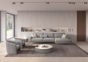 Sphere Table basse en cuir avec plateau pivotant et finition miroir. Design italien contemporain, disponible chez D-Style Interior.